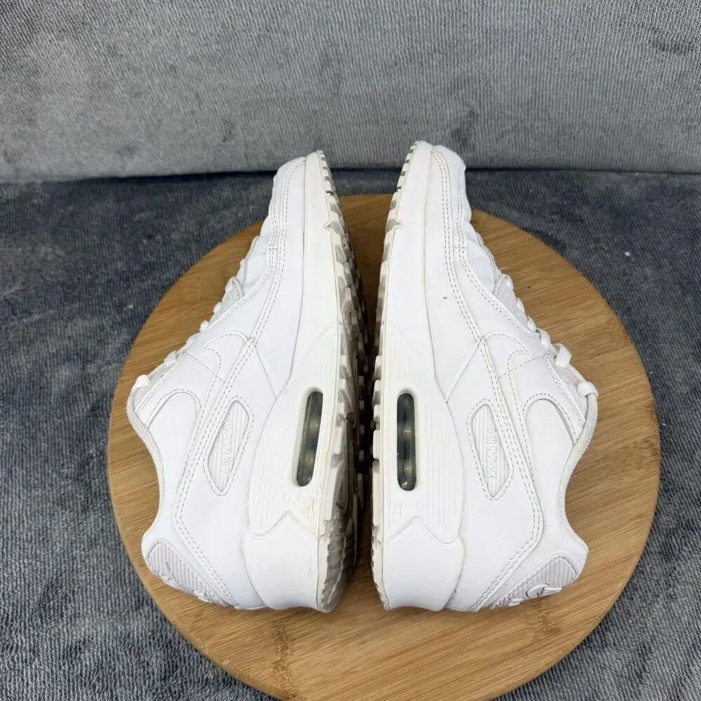 Nike Air Max 90 Shoes Boys Size 7 White Leather Athletic Sneakers CD6864-100